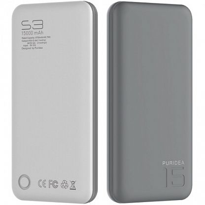 Внешний аккумулятор PURIDEA S3 15000mAh Li-Pol Rubber Grey & White