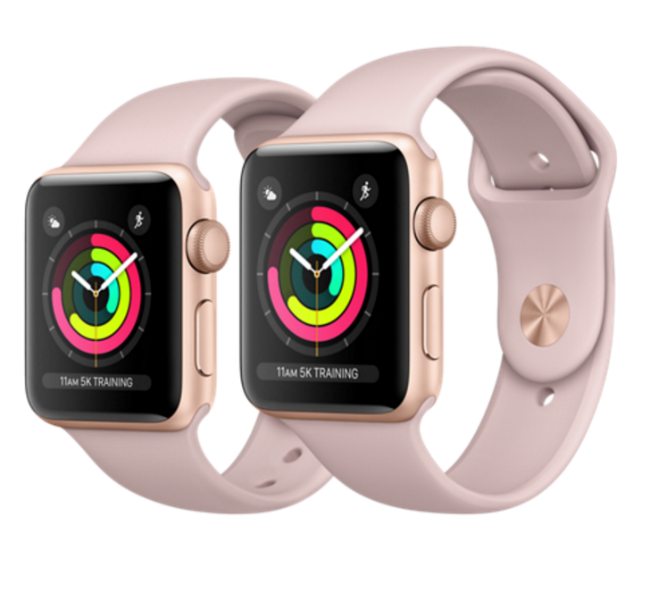 Apple Watch Gold Aluminum Case 42mm with Pink Sand Sport Band MQL22