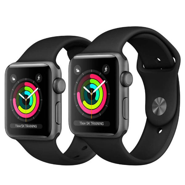 Apple Watch Series 3 38mm GPS Space Gray Aluminum Case with Black Sport Band (MQKV2)