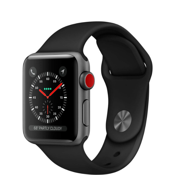 Apple Watch Series 3 GPS + LTE 38mm Space Gray Aluminum Case with Gray Sport Band (MQKG2)