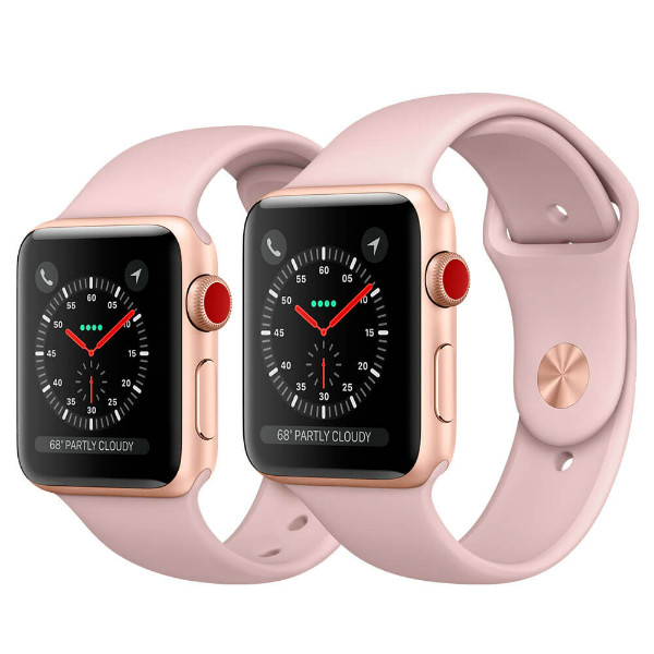 Apple Watch Series 3 GPS LTE 38mm Gold Aluminum Case with Pink Sand Sport Band (MQJQ2)