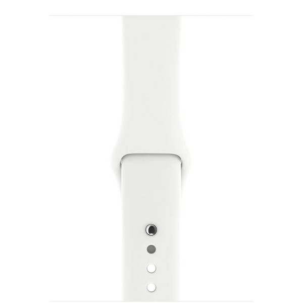 Apple Watch Series 3 GPS + Cellular 42mm Stainless Steel Case with Soft White Sport Band (MQK82)