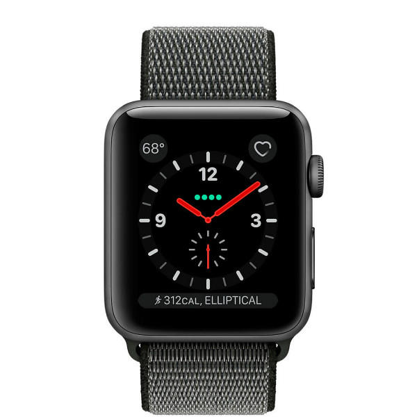 Apple Watch Series 3 GPS + LTE 38mm Space Gray Aluminum w. Dark Olive Sport L. (MQJT2 )