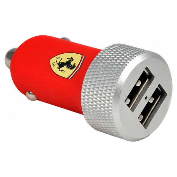АЗУ Ferrari 2.1A 2USB +Lightning/30-pin cable Red