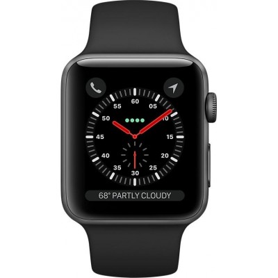 Apple Watch Series 3 GPS + LTE 42mm Space Gray Aluminum Case with Black Sport Band (MQKN2)