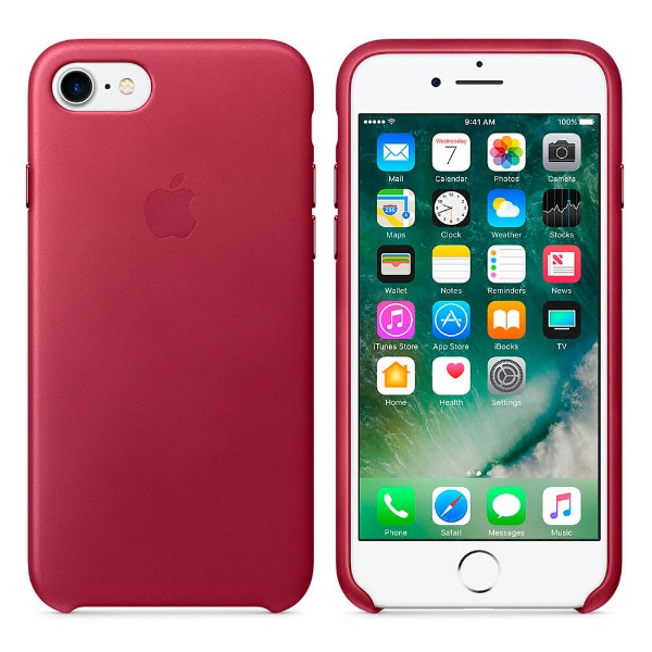 Оригинальный чехол Apple Leather Case для iPhone 8/7 Berry (MPVG2)