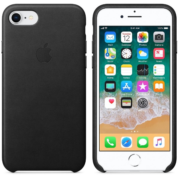 Оригинальный чехол Apple Leather Case для iPhone 8/7 Black (MQH92)