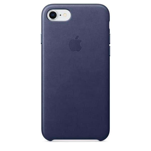 Оригинальный чехол Apple Leather Case для iPhone 8/7 Midnight Blue (MQH82)