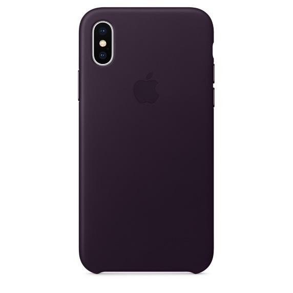 Оригинальный чехол Apple Leather Case для iPhone X Dark Aubergine (MQTG2)