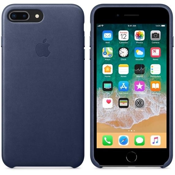 Оригинальный чехол Apple Leather Case для iPhone 8 Plus/7 Plus Midnight Blue (MQHL2)