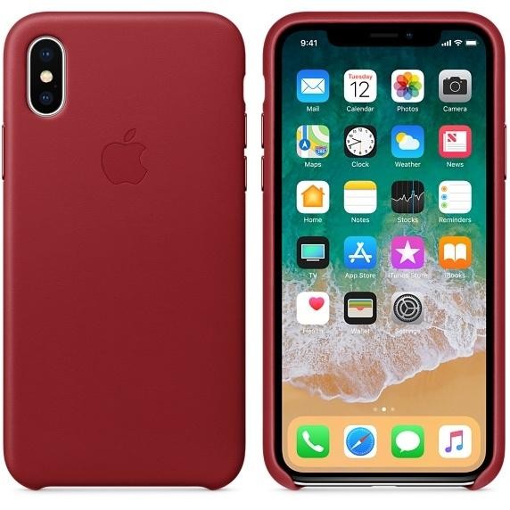Оригинальный чехол Apple Leather Case для iPhone X (PRODUCT) Red (MQTE2)