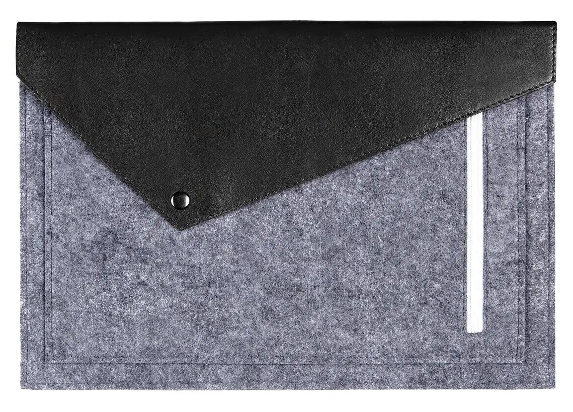 Чехол-конверт для Macbook 13 New фетровый из экокожи Black (GM13-13New)