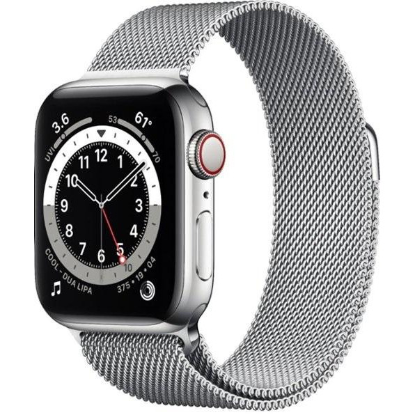 

Apple Watch Series 6 GPS + Cellular 40mm Silver Stainless Steel Case w. Silver Milanese L. (M02V3)