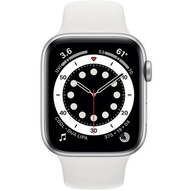 Apple Watch 6 44mm GPS+LTE Silver Aluminum Case w. White Sport Band (M07F3/MG2C3) б/у