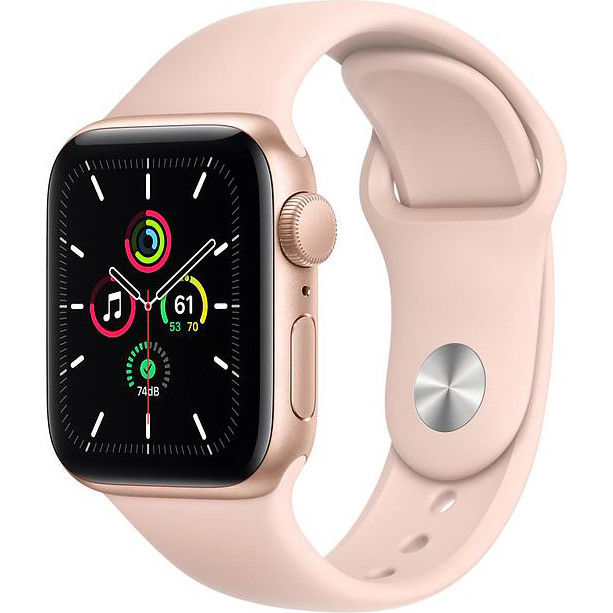 Apple Watch SE GPS 44mm Gold Aluminum Case w. Pink Sand Sport B. (MYDR2) 
