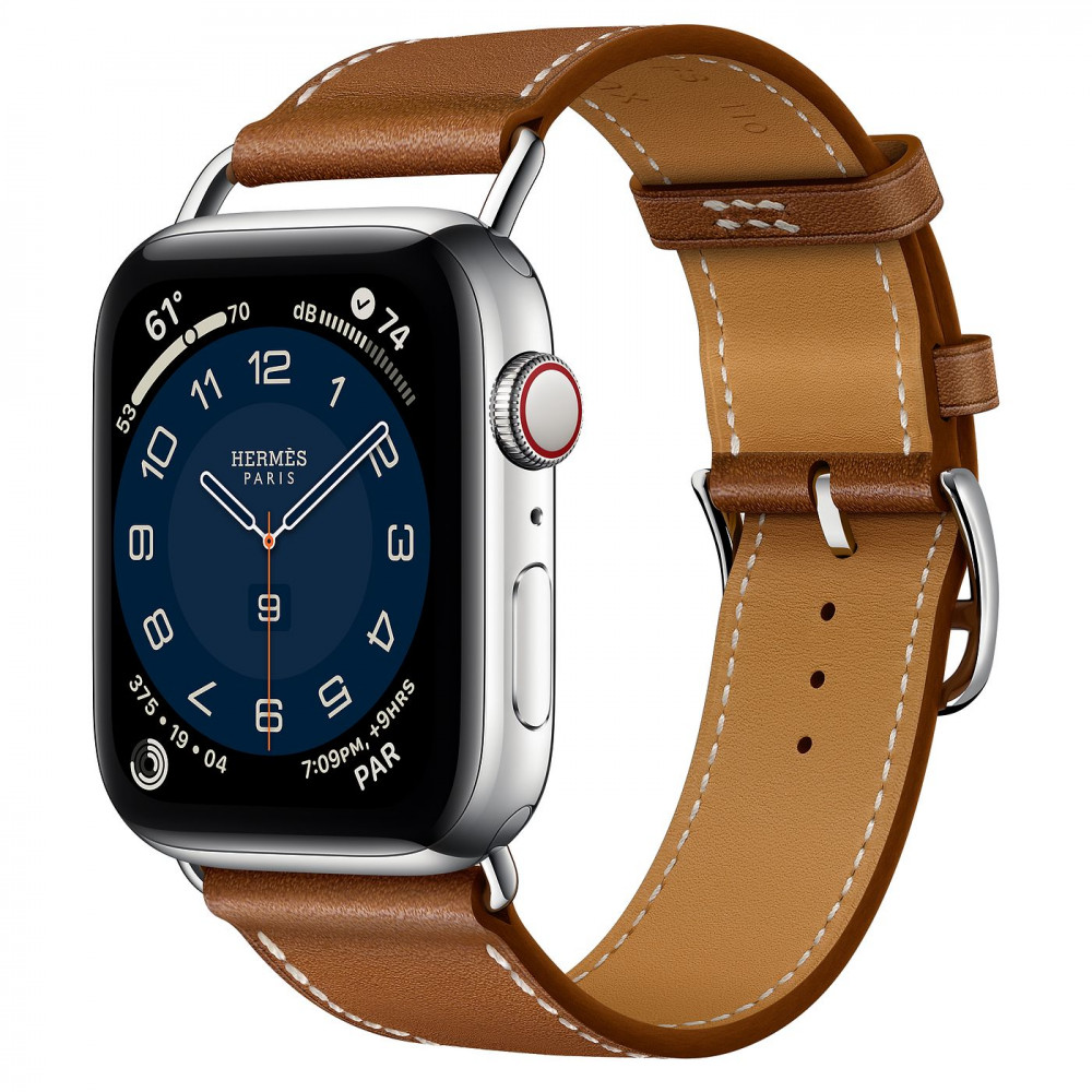 

Apple Watch Hermes Series 6 44mm Silver Stainless Still with Attelage Single Tour Brown (MG3G3)