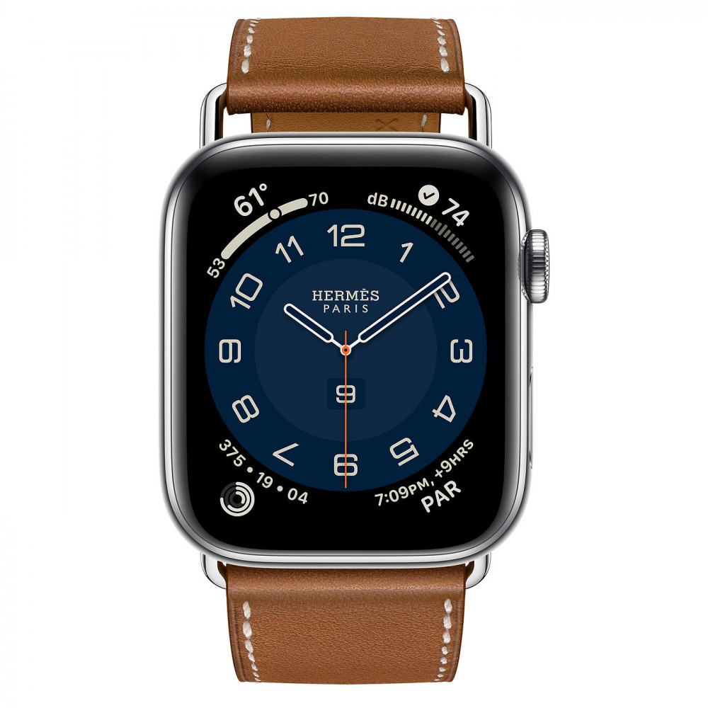 Apple Watch Hermes Series 6 44mm Silver Stainless Still with Attelage Single Tour Brown (MG3G3)
