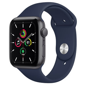 Apple Watch SE GPS 44mm Space Gray Aluminum Case with Deep Navy Sport Band (MYE32)