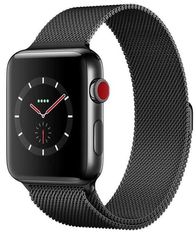 Apple Watch Series 3 42mm GPS + Cell Stainless Steel Space Black w.Black Sport Band (MR1V2) б/у